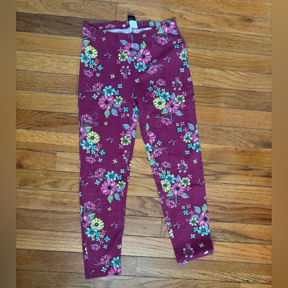 Limited Too Burgundy Floral Kids Leggings